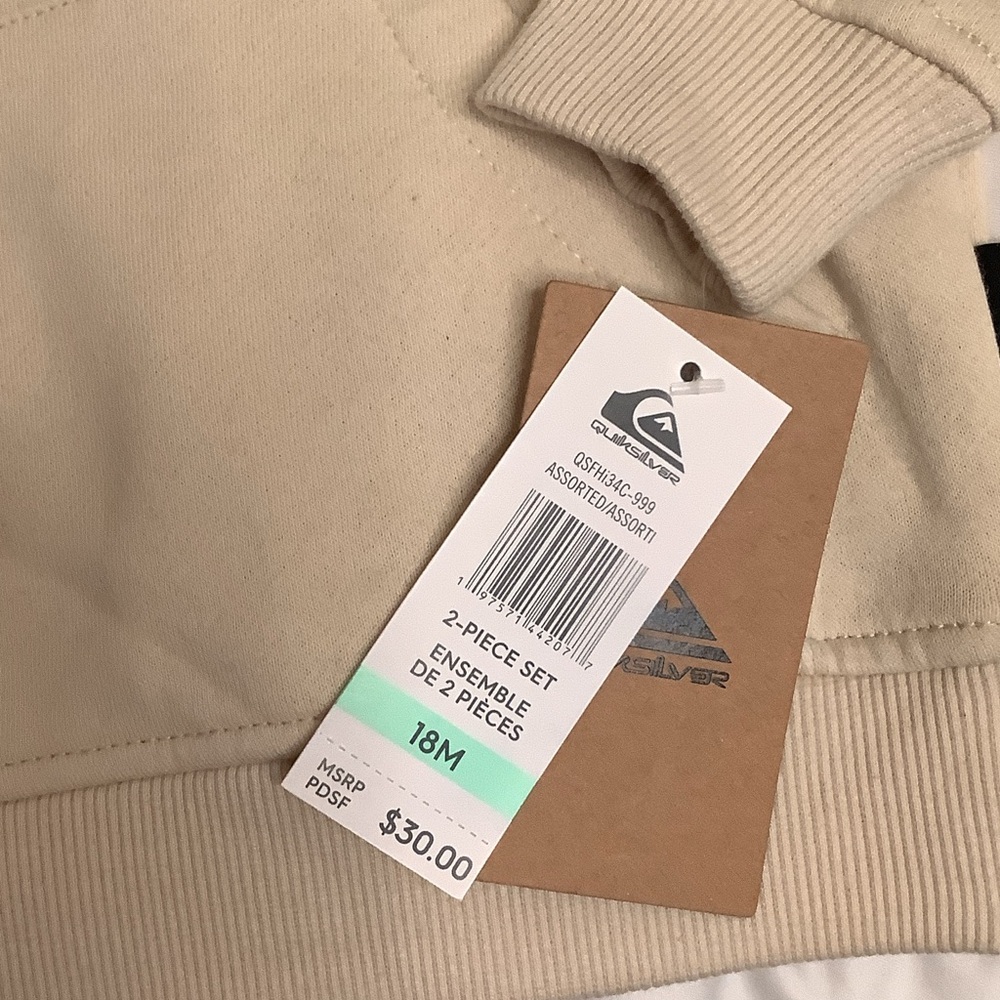 Quiksilver Kids Hoodie in Cream with Graphic Design - Picture 3 of 5